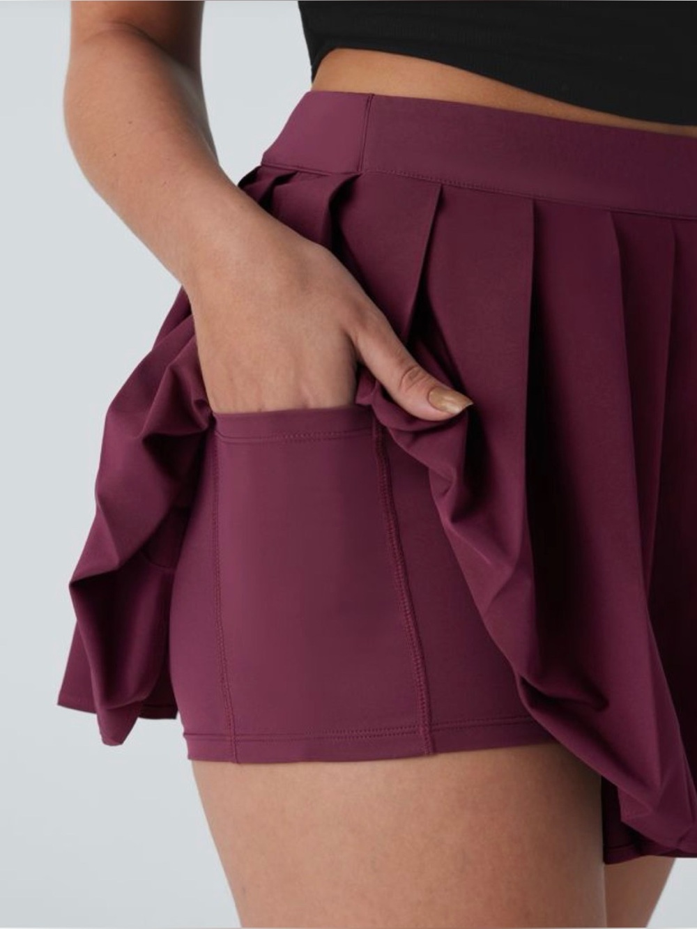 Halara medium High Waisted Pleated 2-in-1 Pocket Adjustable Buckle absorbing new - Picture 15 of 15